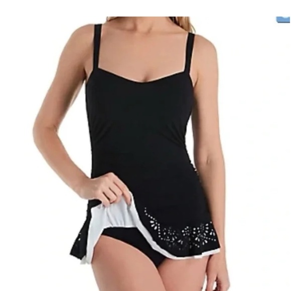 Profile By Gottex Black One Piece Swimsuit with Pink Accents Tutti Frutti SZ 12 - Picture 12 of 12